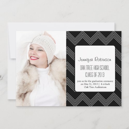 Chic Chevron Zigzag 2 Graduation Announcement