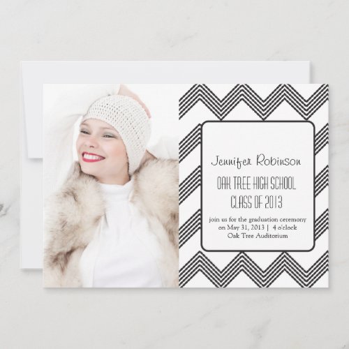Chic Chevron Zigzag Graduation Announcement