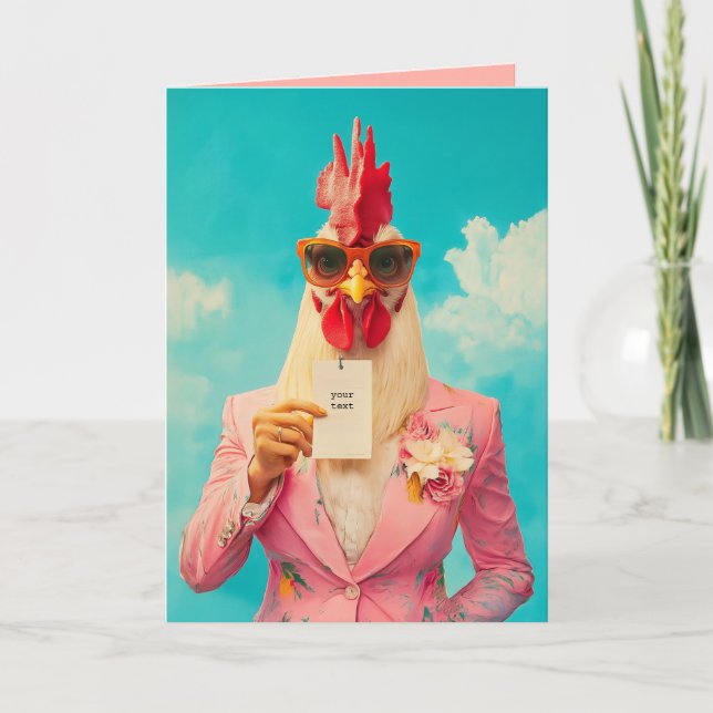 Chic Chicken in Pink Suit Invitation (Front)