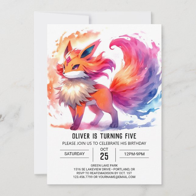 Chic Children Fox Birthday Invitation (Front)