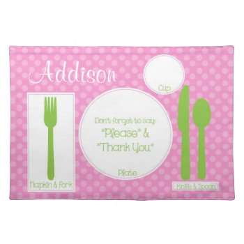 Chic Children's Proper Manners Polka Dot Place Mat by brookechanel at Zazzle