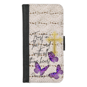 Chic Christian Knitwear Purple Butterfly Cross iPhone 8/7 Wallet Case