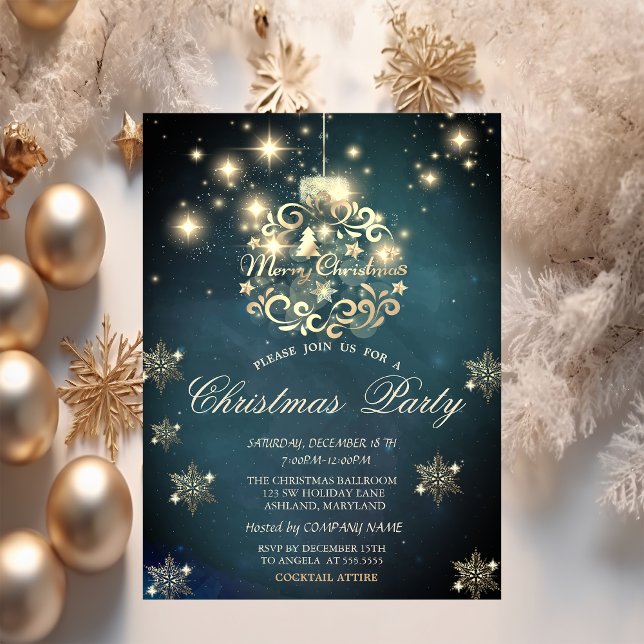 Chic Christmas Ball, Snowflakes Company Party  Invitation (Creator Uploaded)