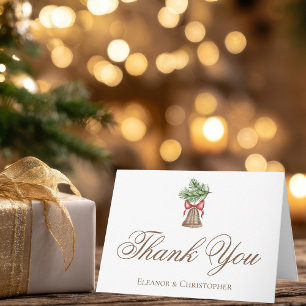 Chic Christmas Bell Wedding Customized Letterpress Thank You Card