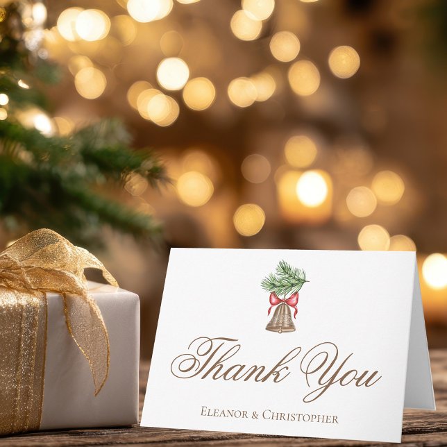 Chic Christmas Bell Wedding Customized Letterpress Thank You Card (Creator Uploaded)