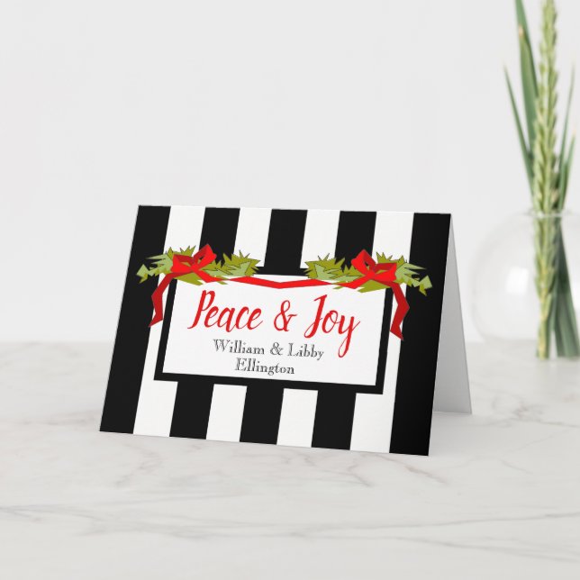 CHIC CHRISTMAS CARD_PEACE AND JOY STRIPES HOLIDAY CARD (Front)