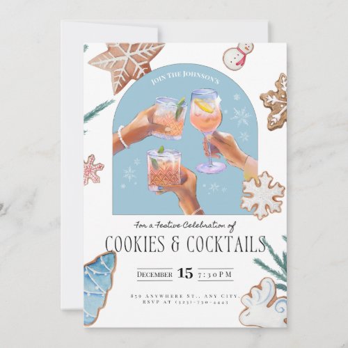 Chic Christmas Cookies  Cocktails Soiree Invitation