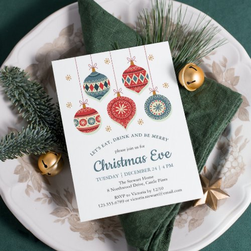 Chic Christmas Eve Dinner Ornament Invitation