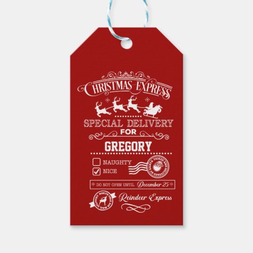 Chic Christmas Express Special Delivery Monogram Gift Tags