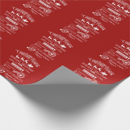 Chic Christmas Express Special Delivery Monogram Wrapping Paper