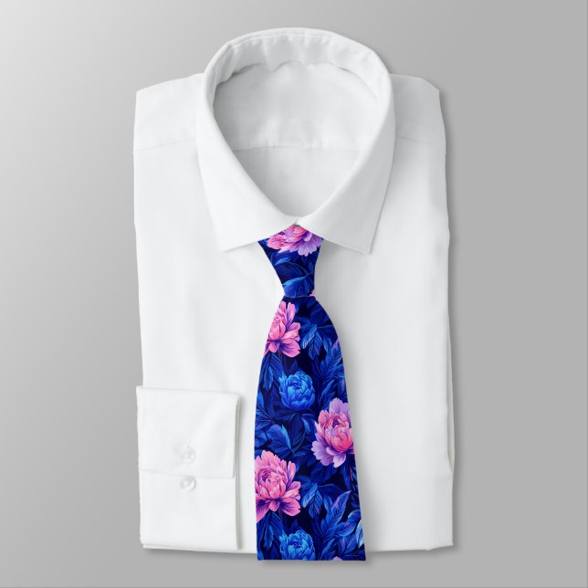 Chic Christmas Gift For Boyfriend Peonies Flower Neck Tie (Tied)