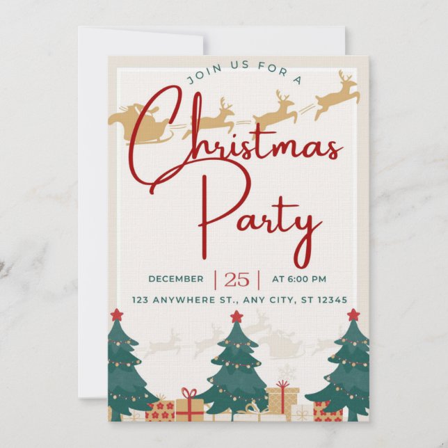 Chic Christmas Party Invitation - Festive  (Front)