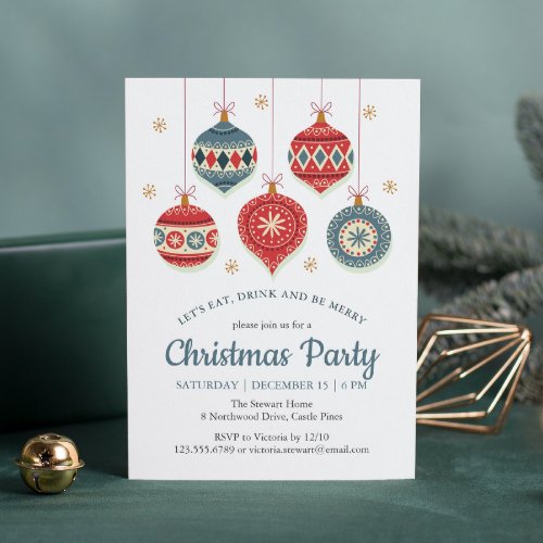 Chic Christmas Party Ornament Invitation