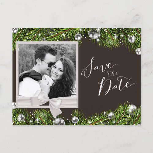 Chic Christmas Photo Save the Date Announcement Postcard