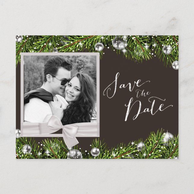 Chic Christmas Photo Save the Date Announcement Postcard (Front)