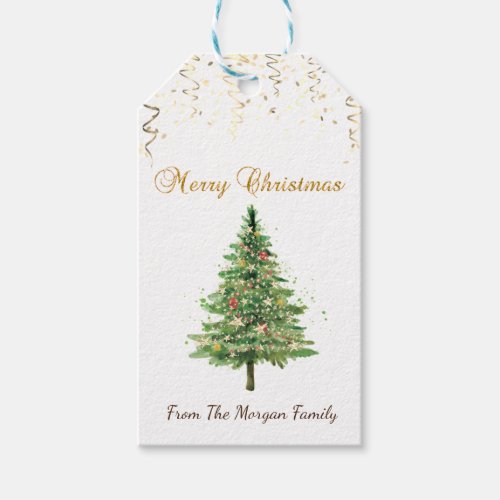 Chic Christmas Pine Tree Confetti Gift Tags