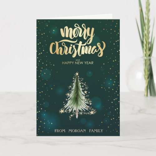 Chic Christmas Pine Tree Green Christmas Holida Holiday Card