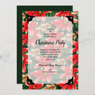 Chic Christmas Poinsettia and Faux Vellum Invitation