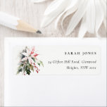 Chic Christmas Poinsettia Berries Foliage Address Label<br><div class="desc">If you need any further customisation please feel free to message me on yellowfebstudio@gmail.com.</div>