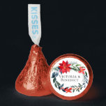 Chic Christmas Poinsettia Floral Wreath Wedding Hershey®'s Kisses®<br><div class="desc">These gorgeous holiday wedding Hershey's Kisses feature a beautiful watercolor of red poinsettia flowers and pine leaves for Christmas. Elegant winter reception favors with a festive floral wreath. Personalize this pretty chocolate wrapper with your names inside the botanical circle of pine needles and radiant flowers.</div>