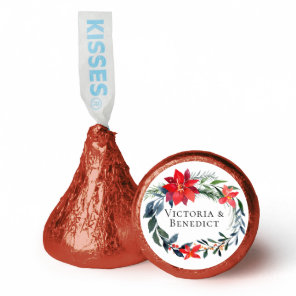 Chic Christmas Poinsettia Floral Wreath Wedding Hershey®'s Kisses®