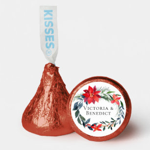 Chic Christmas Poinsettia Floral Wreath Wedding Hershey®'s Kisses®
