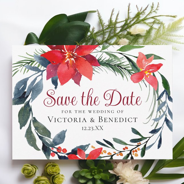 Chic Christmas Poinsettia Wreath Website QR Code Invitation (Creator Uploaded)