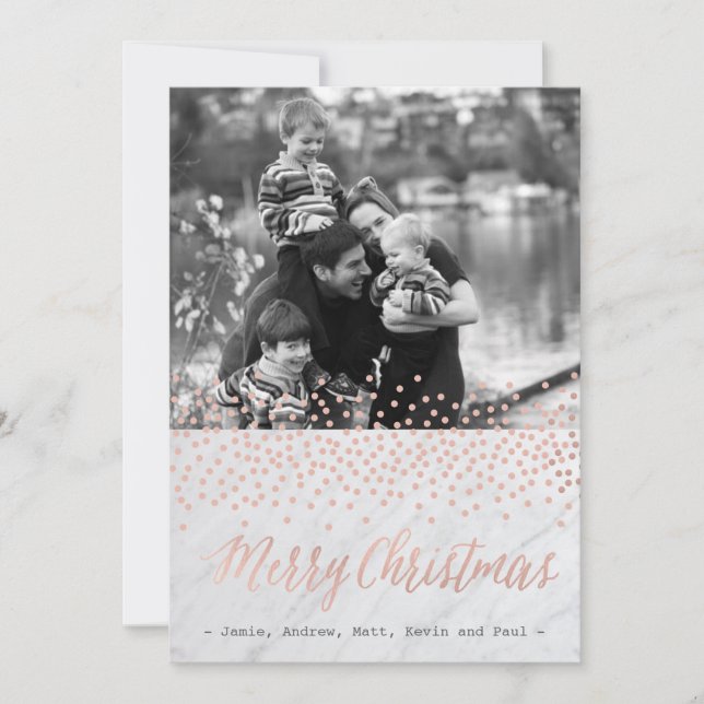CHIC CHRISTMAS Rose gold and marble photo cards (Front)