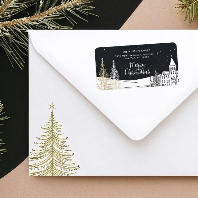 Chic Christmas Scene Return Address Label (Creator Uploaded)