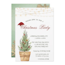 Chic Christmas Tree,Gold Snowflakes Christmas  Invitation
