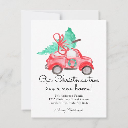 Chic Christmas Tree New Home Car Fun Script Moving Announcement