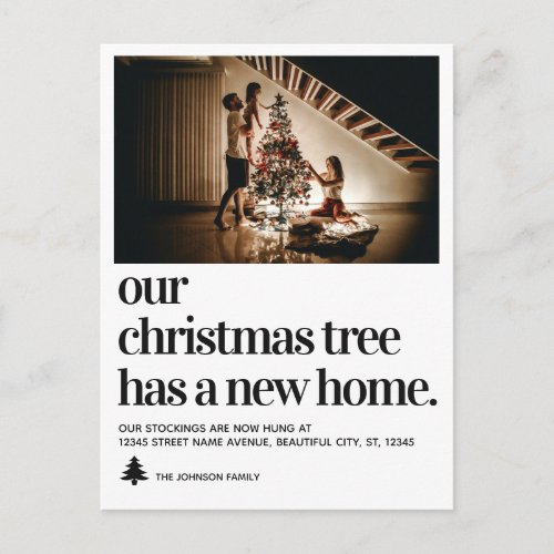 Chic Christmas Tree New Home Photo Holiday Moving Announcement Postcard