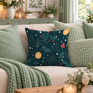 Chic Christmas Trees Red Green Accent Pillow Art