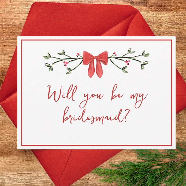 Chic Christmas Will You Be My Bridesmaid Proposal Card (Creator Uploaded)