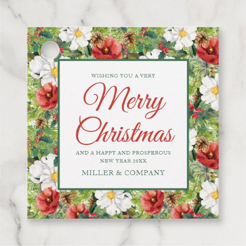 Chic Christmas Winter Floral Corporate Christmas Favor Tags