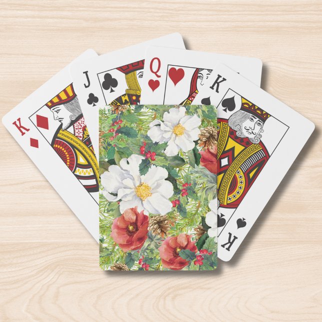 Chic Christmas Winter Floral Poker Cards (Creator Uploaded)