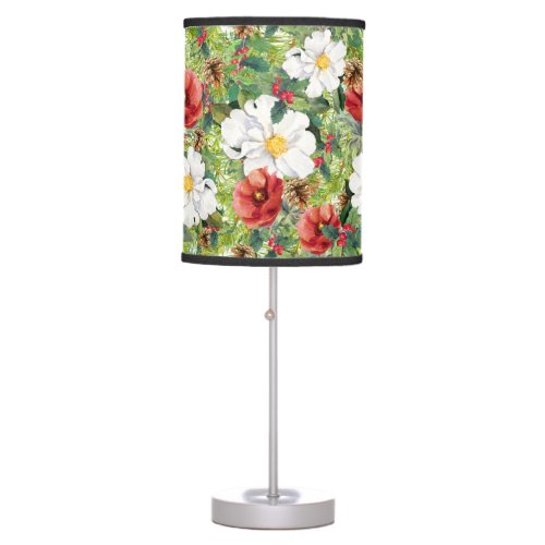 Chic Christmas Winter Floral Table Lamp