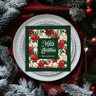 Chic Christmas Wreath Napkins Personalized Gift