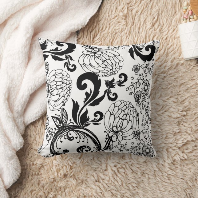 Chic Chrysanthemum Design Throw Pillow (Blanket)