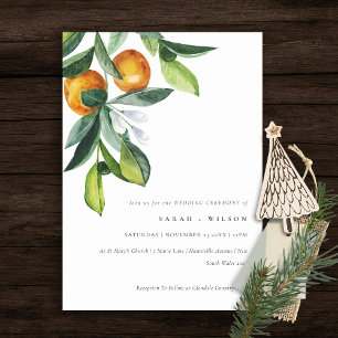 Chic Citrus Orange Botanical Boho Wedding Invite