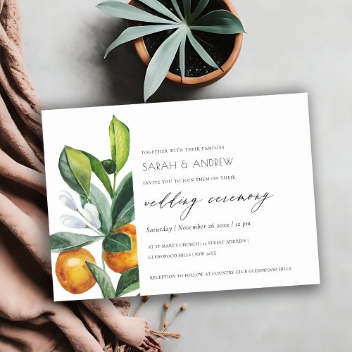 Chic Citrus Orange Botanical Boho Wedding Invite