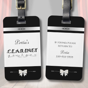 Chic Clarinetist Black and White Clarinet ID Tag