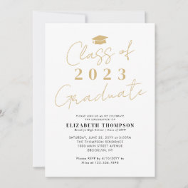 Chic Class of 2023 Gold Graduate Graduation Party Invitation