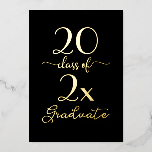 Chic Class Of 2024 Graduate Black and Gold Foil Invitation | Zazzle