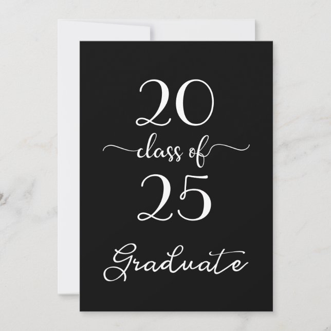 Chic Class Of 2025 Black White Graduation Party Invitation (Front)