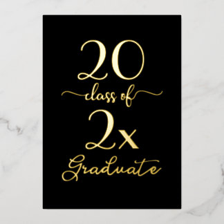 Chic Class Of 2025 Graduate Black and Gold Foil Invitation