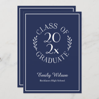Chic Class Of 2025 Navy Blue Graduation Party Invitation