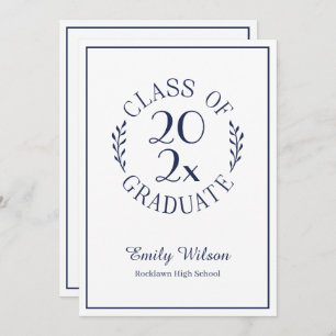 Chic Class Of 2025 Navy White Graduation Party Invitation