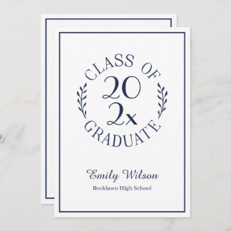 Chic Class Of 2025 Navy White Graduation Party Invitation