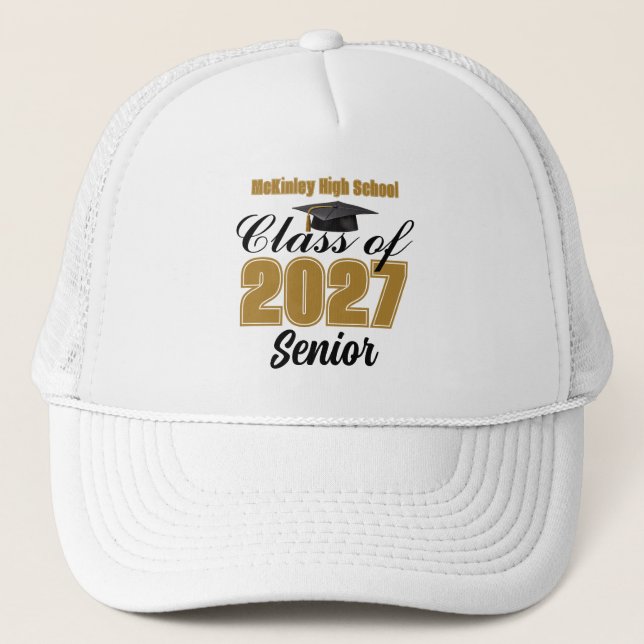 Chic Class of 2027 High School Senior Personalized Trucker Hat (Front)